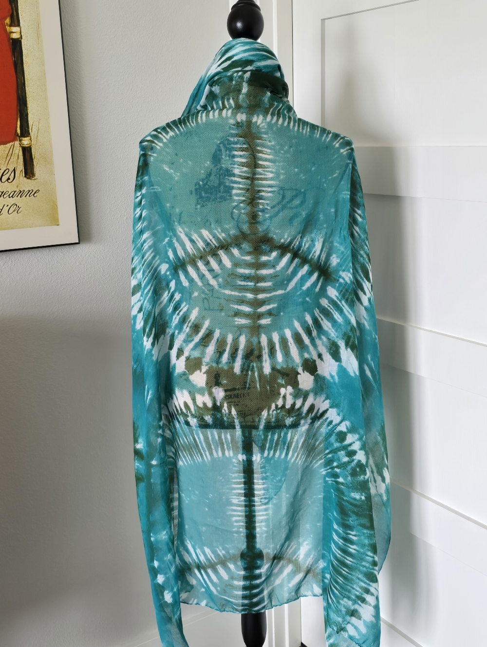 Large Peace Sign Handmade Tie Dye Wrap Scarf Peace Sign. Functional Art Textile.